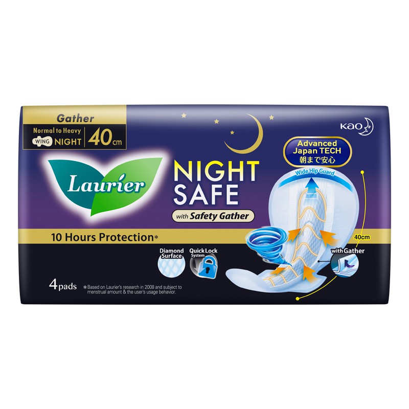 LAURIER Night Safe Wing with Gathers (40cm x 4s) | Shopee Malaysia