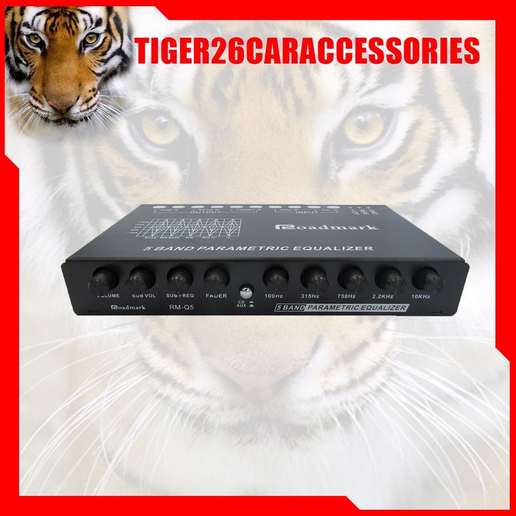 ROADMARK 5 Band Parametric Equalizer Audio Equalizer With Subwoofer Car Audio PreAmp Shopee