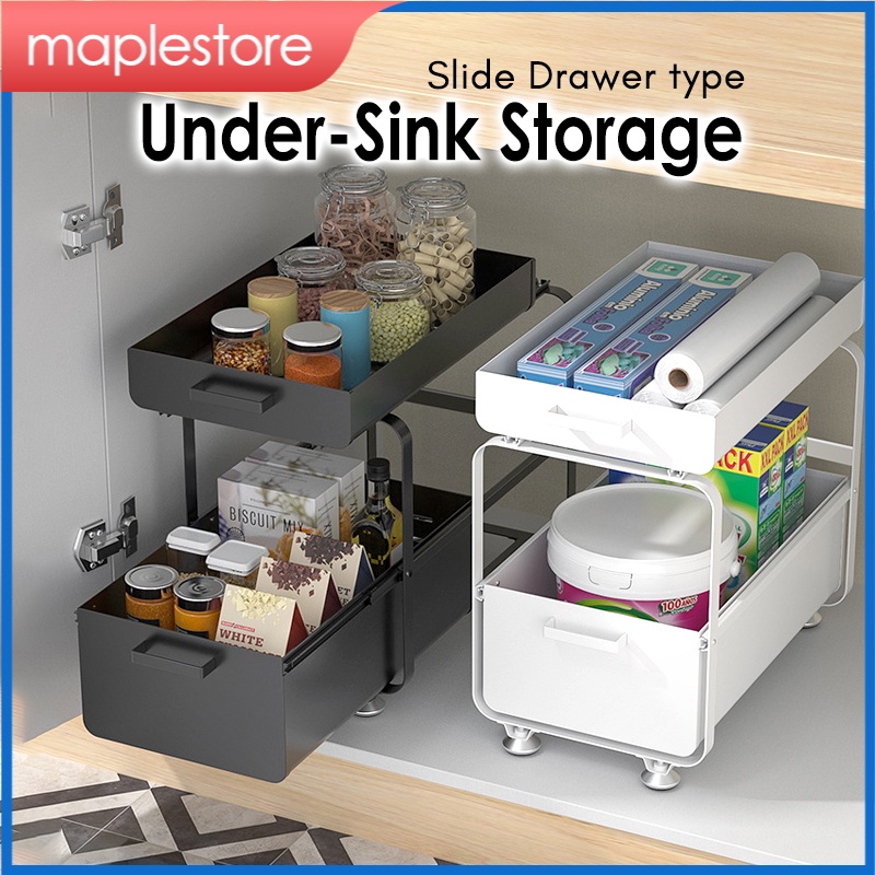 Maplestore Kitchen Sink Storage Rack Slidable Drawer Type Rak Bawah ...