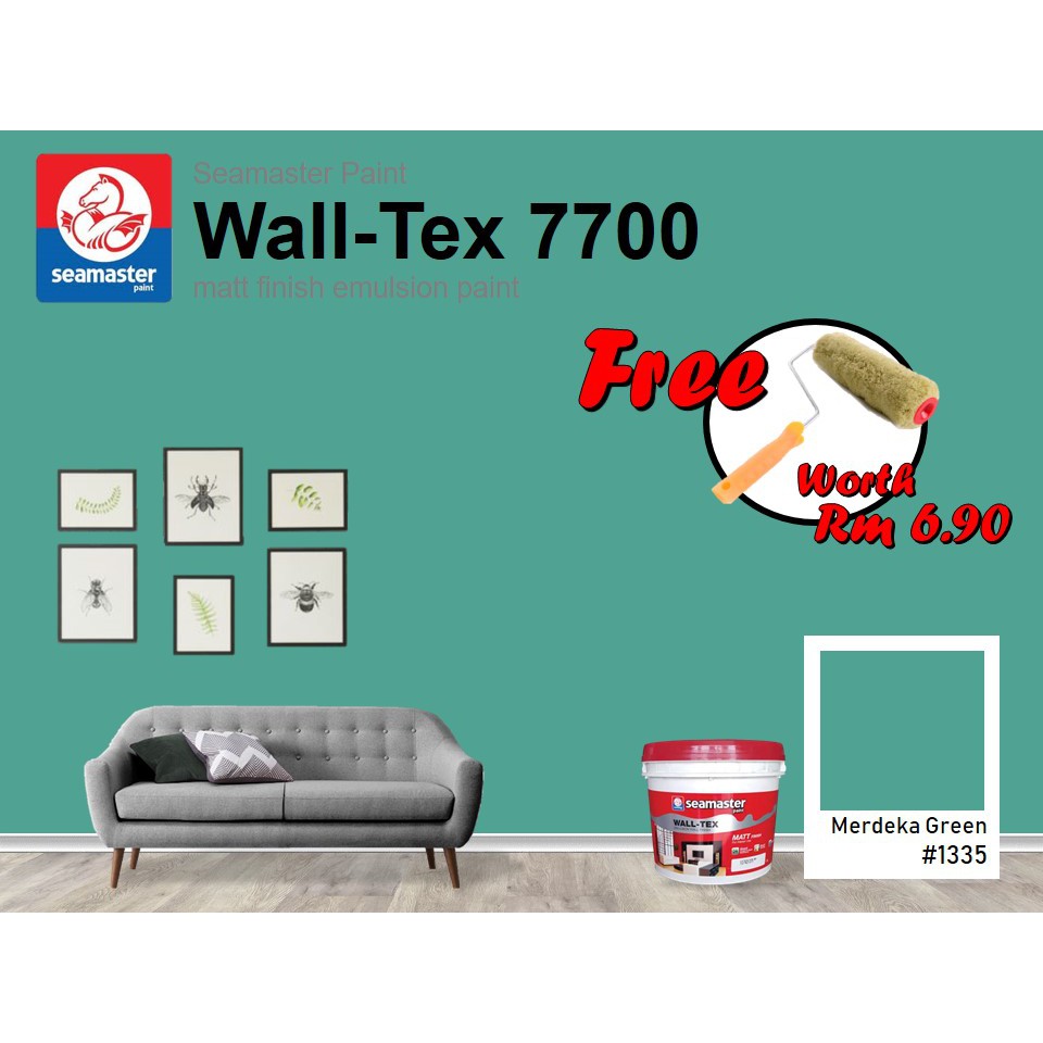 7 Litres Seamaster Paint Interior Wall-Tex Merdeka Green #1335. Cat ...