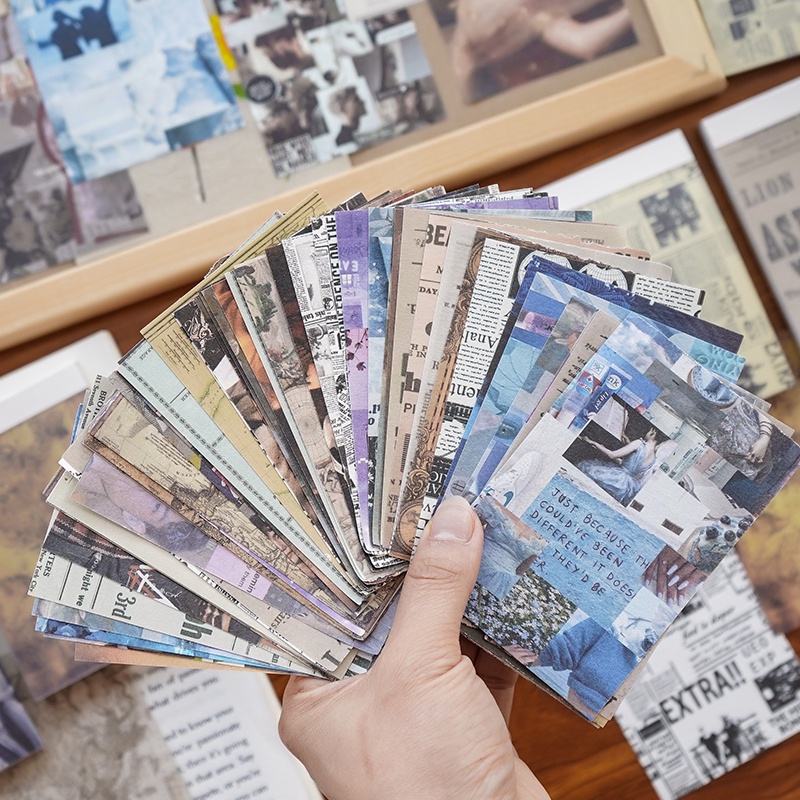 50 Sheets Retro Background Deco Notes Paper Student DIY Material Paper ...