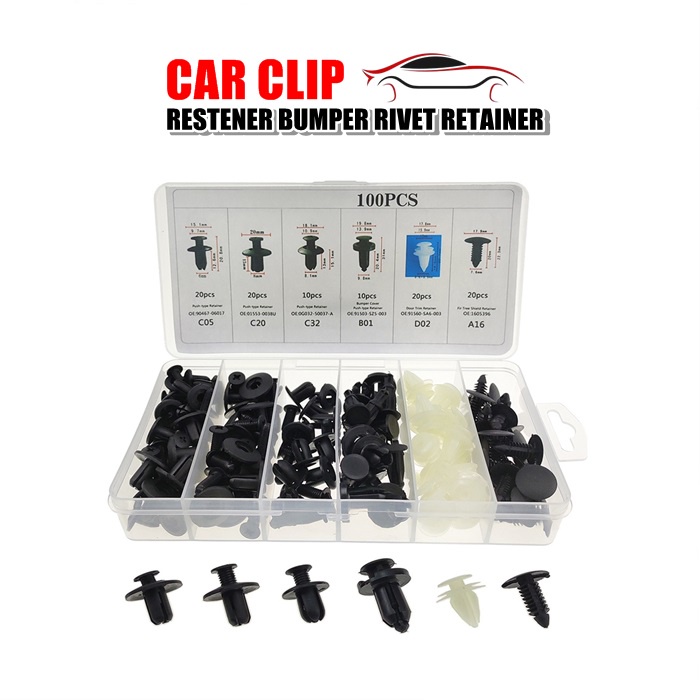 100pcs Bumper Retainer Clips Car Plastic Rivets Fasteners Auto Push Pin Set,  Automotive Body Door Trim Panel Fender Clips Kit For Trucks And Motorcycles  (Box)