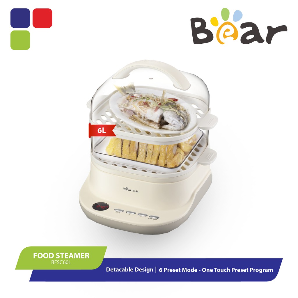 Bear Electric Food Steamer 6L Multifuntion Double Layer 2 Tiers