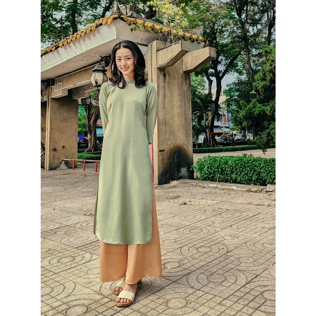 Set Ao Dai Rosemary Ao Dai Green Ao Dai | Shopee Malaysia