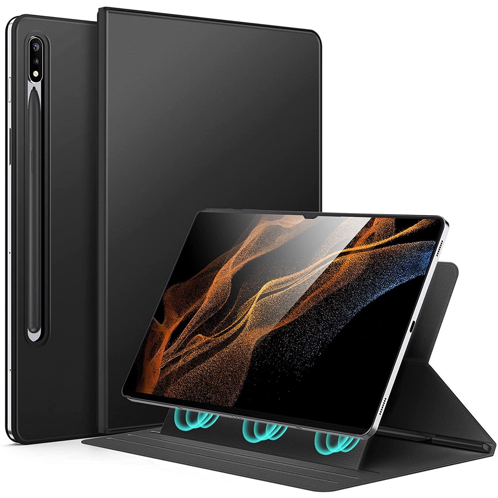 Slim Strong Magnetic Book Flip Case with S Pen Holder,Multi Angles ...