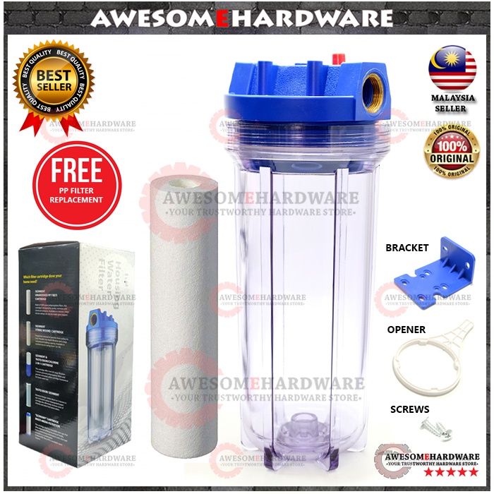 (FREE PP) 3/4" 10" OUTDOOR WATER FILTER HOUSING CASING WITH PP