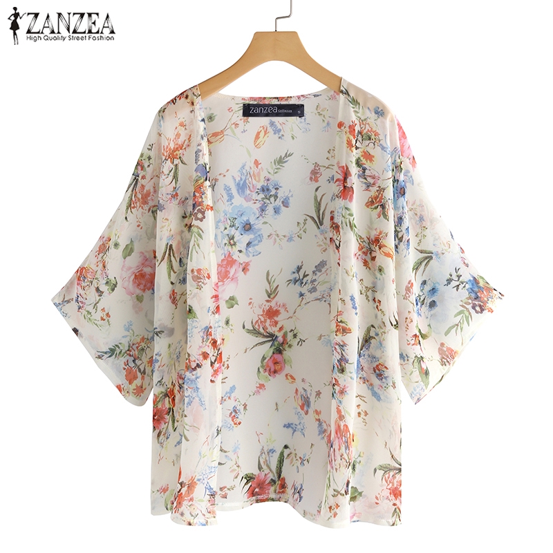 ZANZEA Women Batwing Sleeve Printed Plus Size Cardigan | Shopee Malaysia