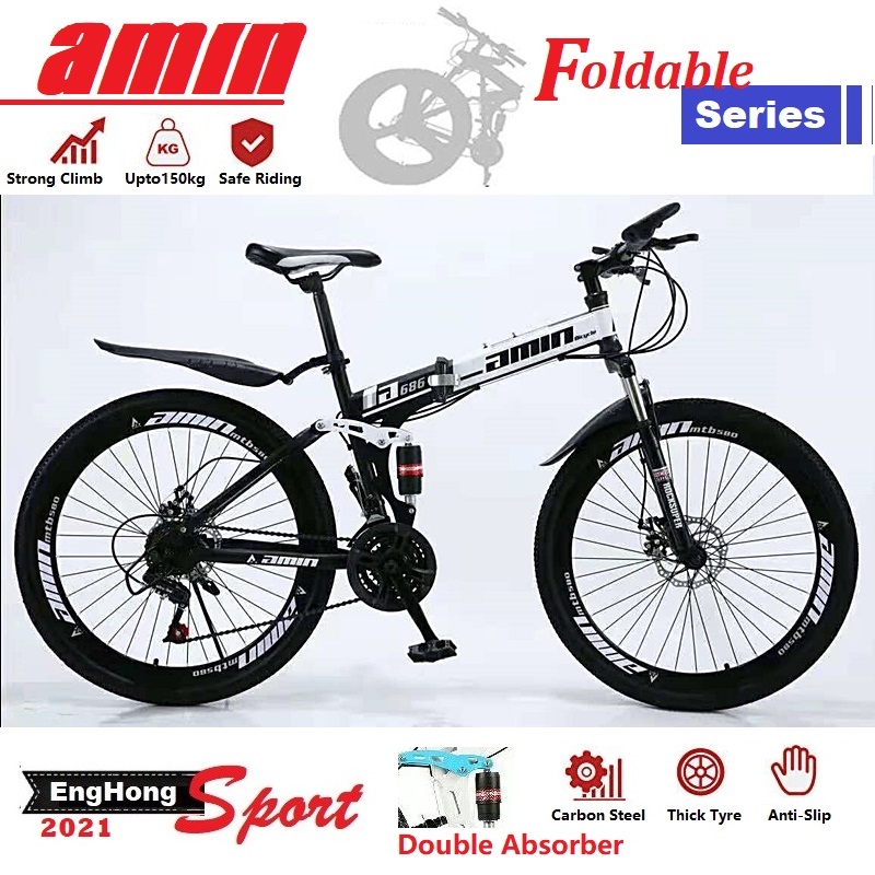 AMIN FOLDING Bike AMIN Foldable Bike 26inch mountain bike Aluminium Rim Folding Bicycle Sport Bicycle Shopee Malaysia