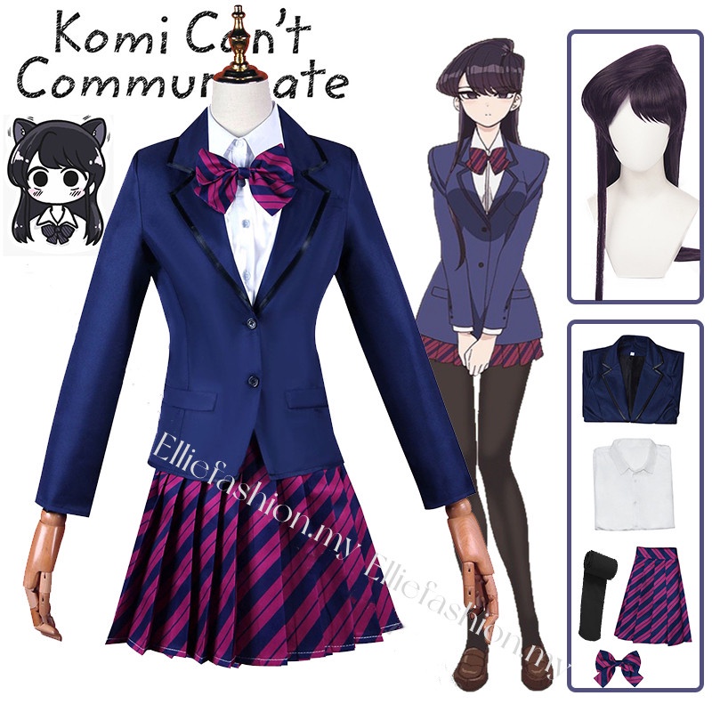 Anime Komi Cant Communicate Shouko Komi Cosplay Costume Purple Wig