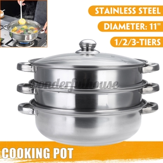 Food Steamer 3 Tier Stainless Vegetable Steamer Pot Three Layer Steamer  Soup Cooking Pot Steel Steaming Pot Stainless Steel Steamer - Temu