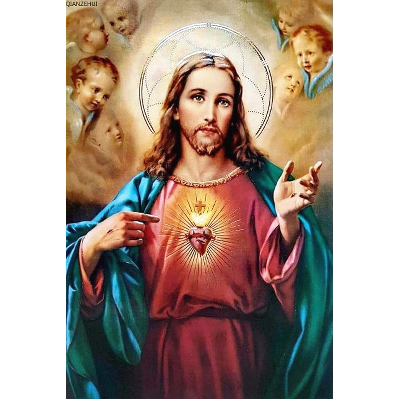 Full Square or Round Diamond Embroidery Jesus Sacred Heart 5D DIY