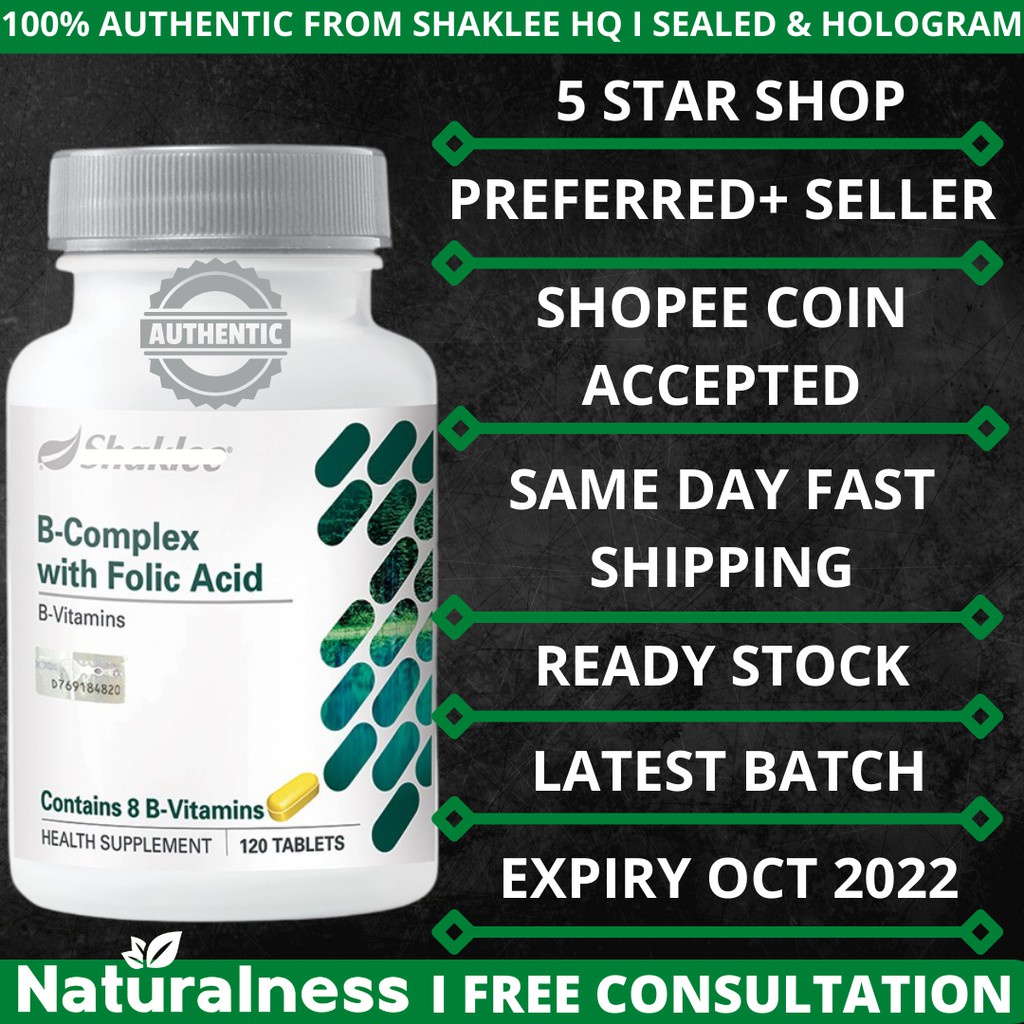 SHAKLEE Vitamin B Complex With Folic Acid 120 Tablets [PREMIUM