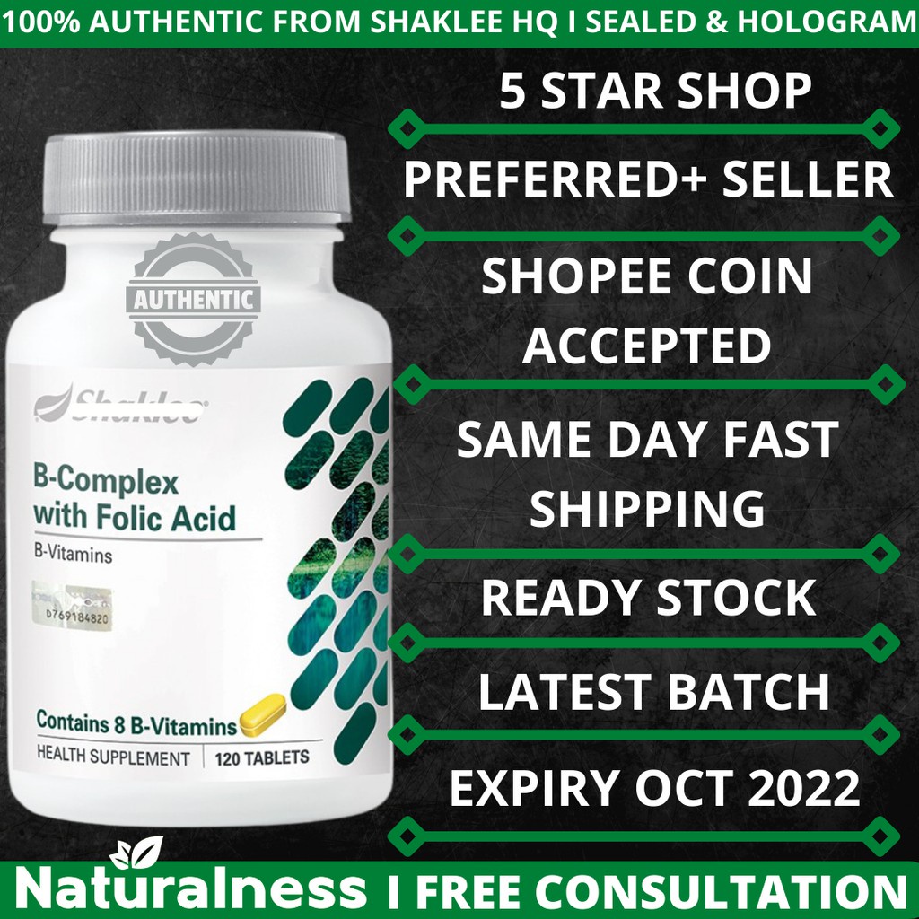 SHAKLEE Vitamin B Complex With Folic Acid 120 Tablets - [PREMIUM ...