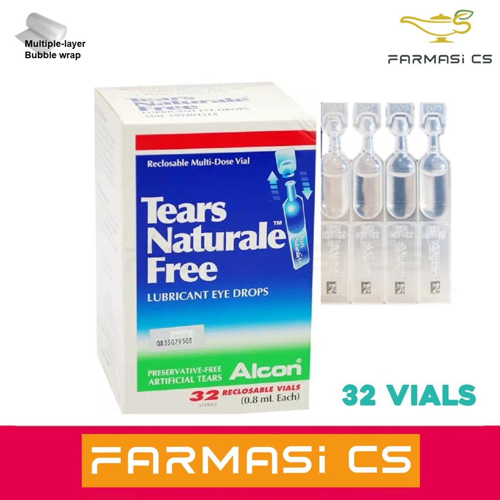ALCON Tears Naturale Free Lubricant Eye Drops 32 vials x 0.8 ml EXP08/
