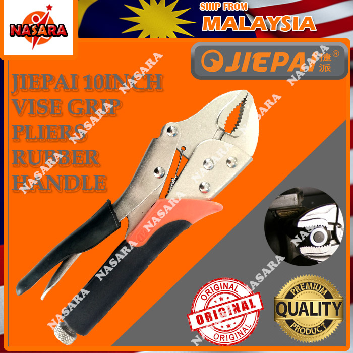 NASARA JIEPAI 10INCH CRV IRON STEEL RUBBER HANDLE VISE GRIP WRENCH