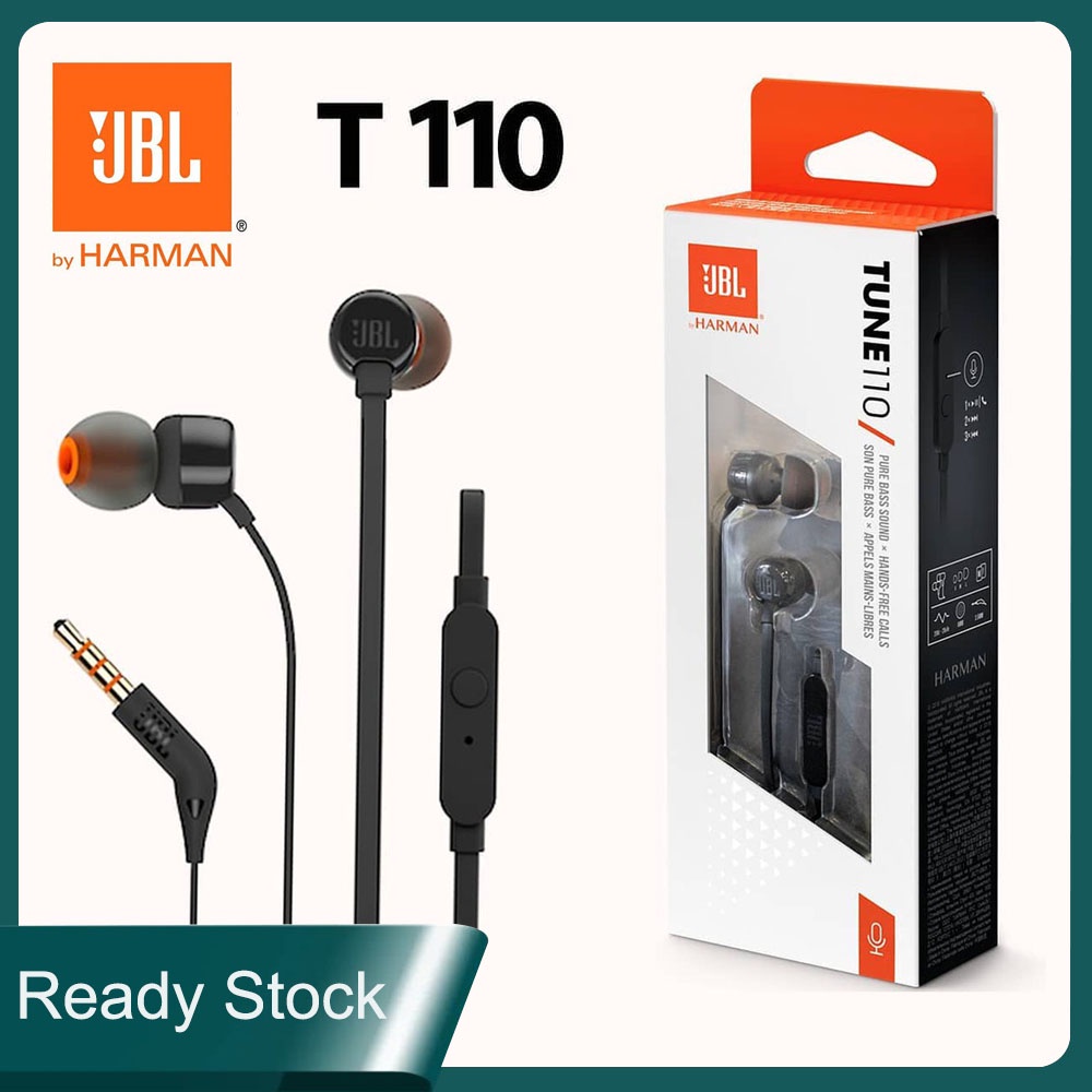 Ship In 24 Hours JBL T110 Pure Bass Sound In Ear Headphones Earphones with microphone Shopee Malaysia