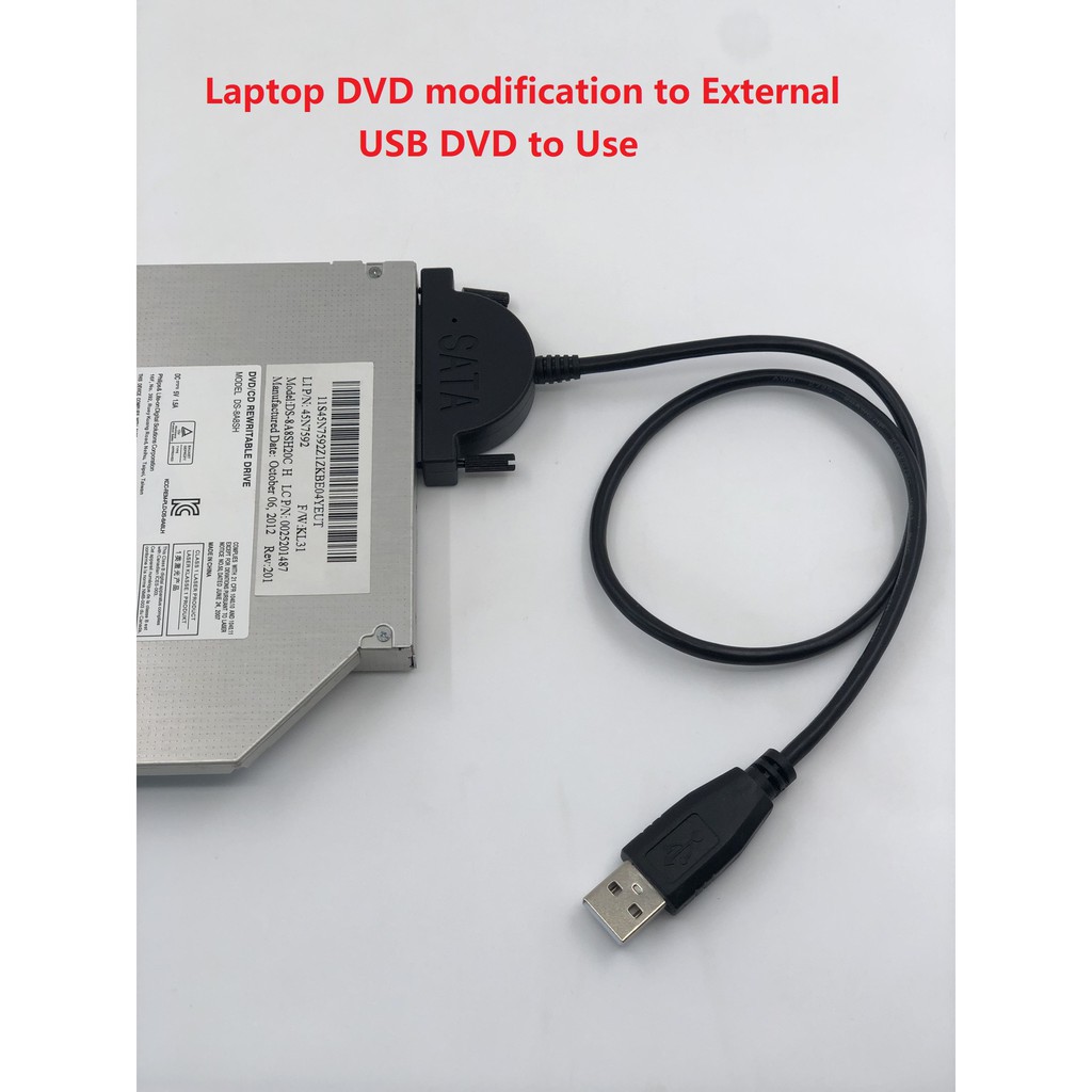 USB To SATA 13Pin(7+6) Laptop DVD CD ROM Optical Drive Adapter Cable ...