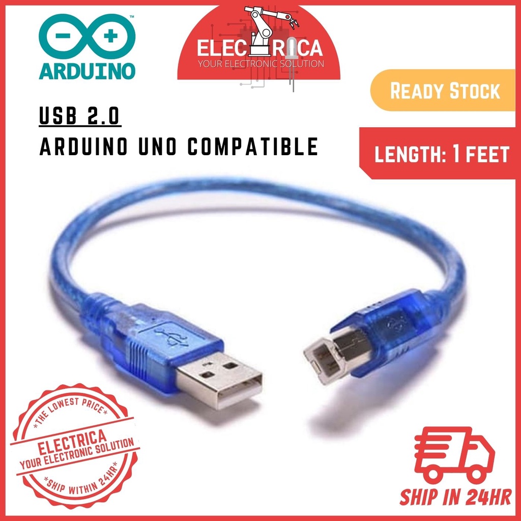 USB 2.0 Type A to Type B for PC, Printer, Arduino Uno | Shopee Malaysia