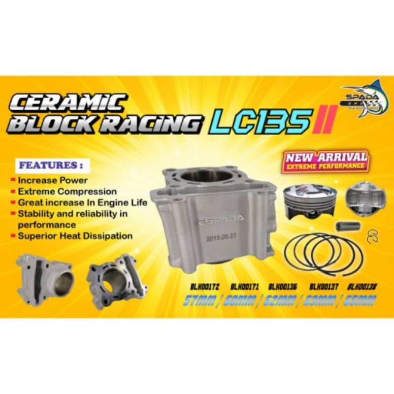 100%ORIGINAL ESPADA BLOCK RACING CERAMIC LC135 Y15ZR FZ150 (57MM/60MM ...