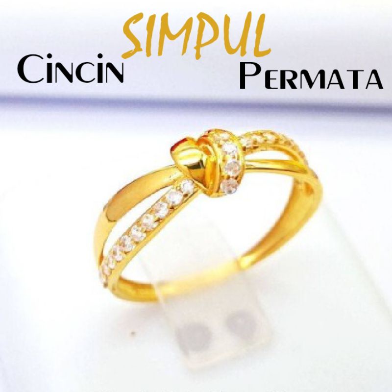 🔥DESIGN PANAS🔥Cincin Emas Fesyen Simpul Permata Berat | Gold Ring 916 ...