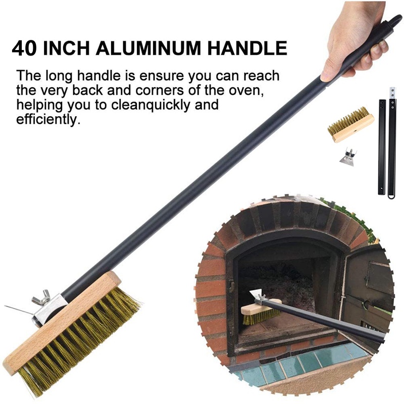 Pizza Oven Brush with Scraper DMDIY Grill Cleaning Brush with 40 Inch