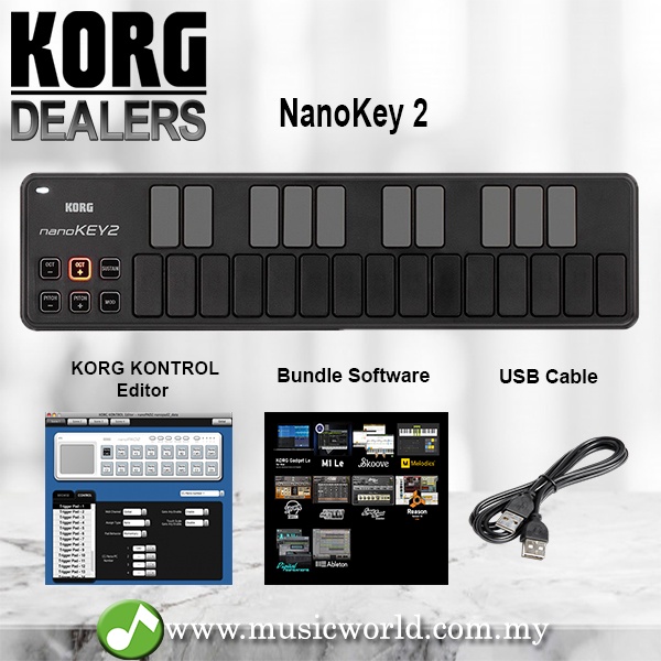 KORG nanoKEY 2 Midi Controller USB Keyboard Black (nano Key nanokey2 ...
