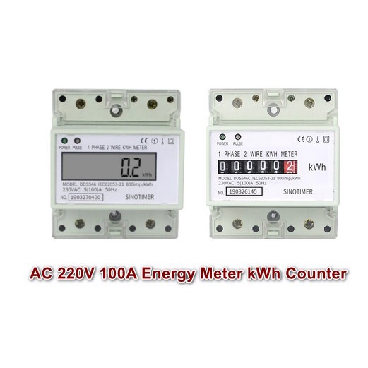 Electric Single Phase Two Wire AC 220V 100A Energy Meter kWh Counter ...