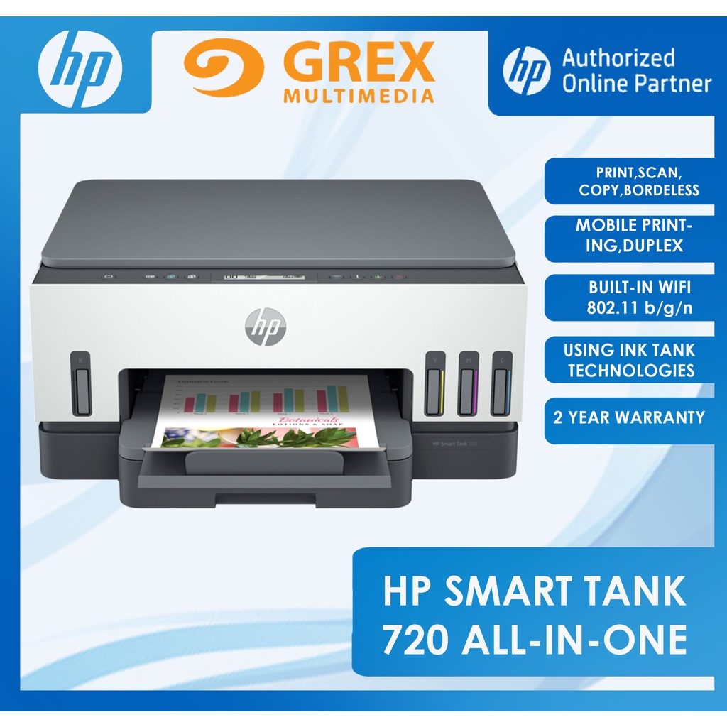 Hp Smart Tank 720 Printer Print Scan Copy Wireless Borderless Double Side Printing 3323