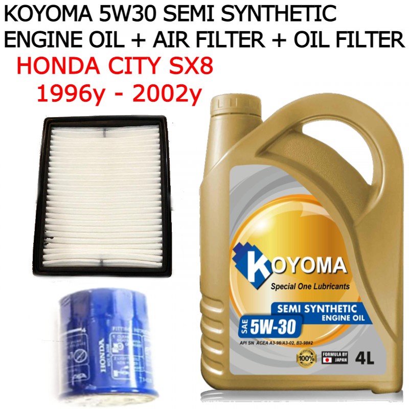 HONDA CITY SX8 AIR FILTER + OIL FILTER + KOYOMA 5W30 SEMI SYNTHETIC