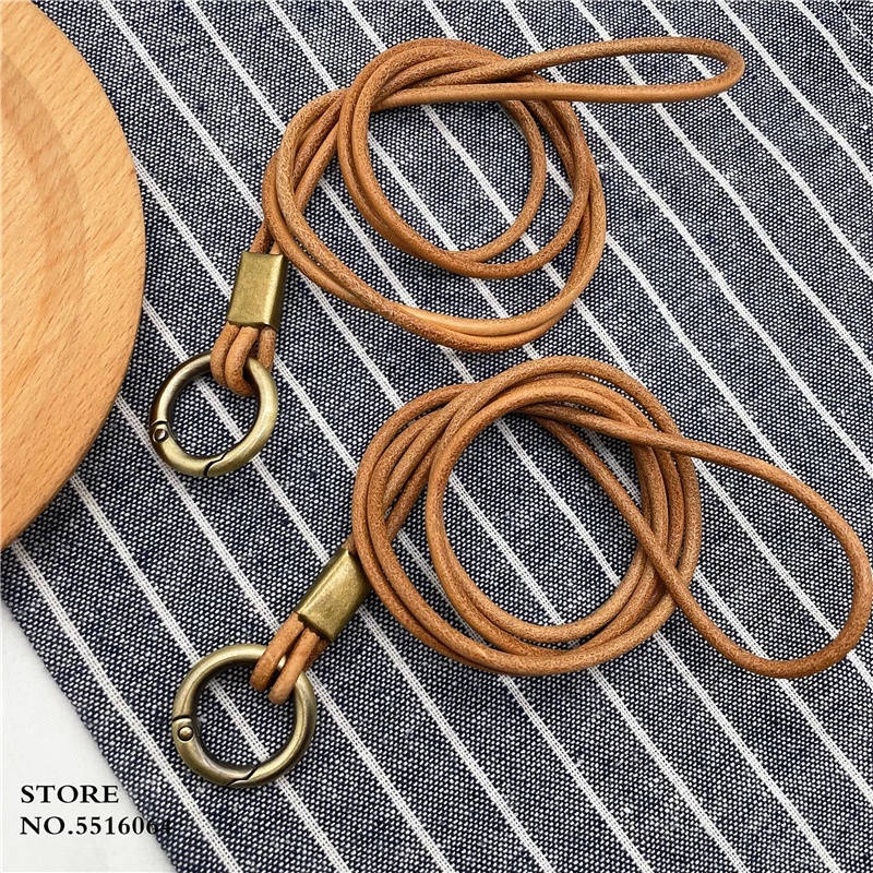 Genuine Leather Keychain Lanyard Neck Strap For Mobile Phone Charm