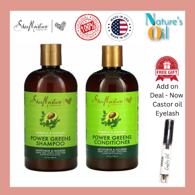 Shea Moisture Power Greens Shampoo Conditioner Moringa And Avocado 13 Fl Oz 384 Ml Shopee Malaysia 3623