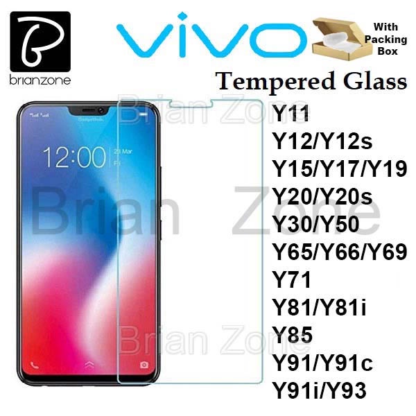 Hd Clear Tempered Glass Vivo Y11 Y12 Y12s Y15 Y17 Y19 Y20 Y20s Y30 Y50 Y65 Y66 Y69 Y71 Y81 Y81i 0773