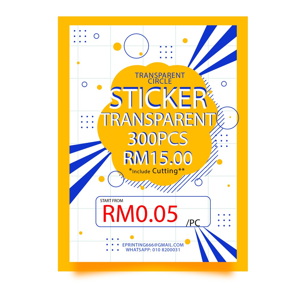 (300 PCS) TRANSPARENT STICKER + CUTTING**(3-5CM) | Shopee Malaysia