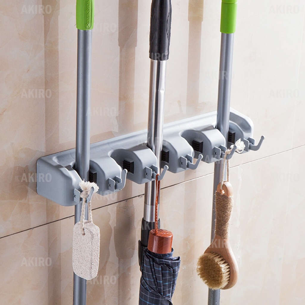 AKIRO Bathroom Wall Storage Hanger Brush Mop Holder Broom Wall Hanging ...