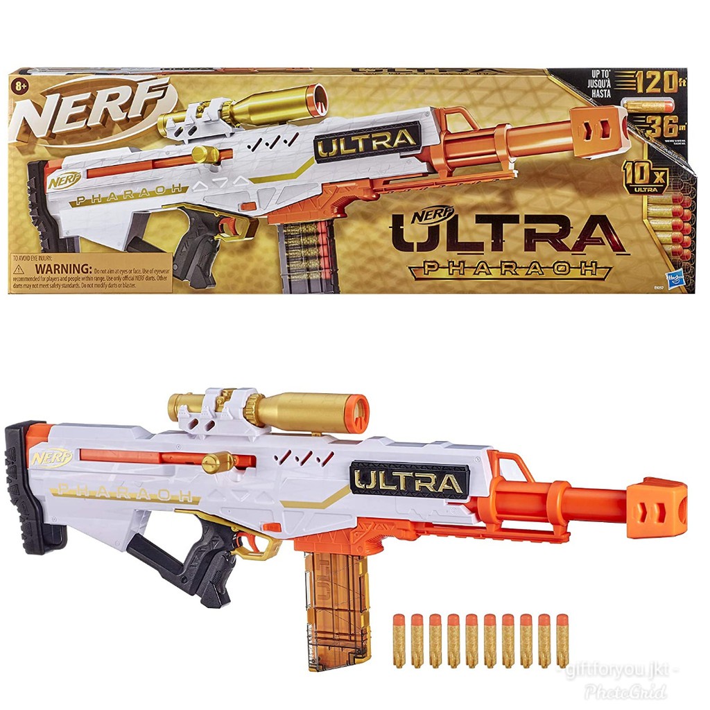 NERF Ultra Pharaoh Blaster with Premium Gold Accents 10-Dart Clip