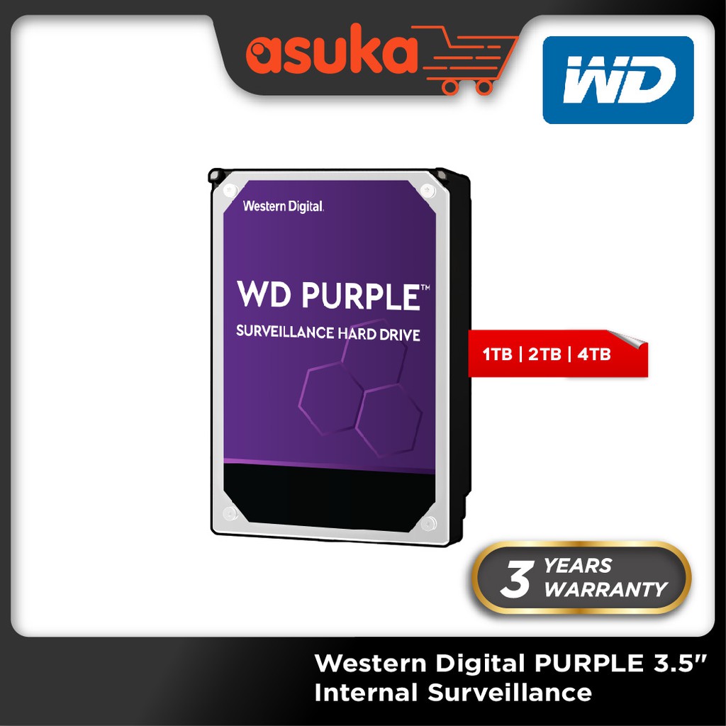 Western Digital PURPLE 1TB/2TB/4TB (WD10PURZ/WD20PURZ/WD40PURZ) 3.5" inch Internal Surveillance