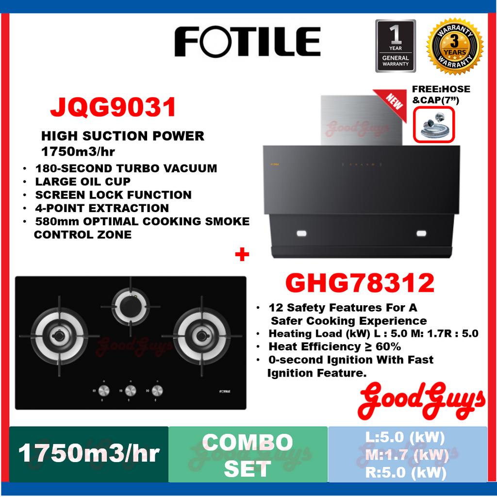 FOTILE JQG9031 CHIMNEY COOKER HOOD 1750m3/hr + FOTILE GHG78312 BUILT-IN ...