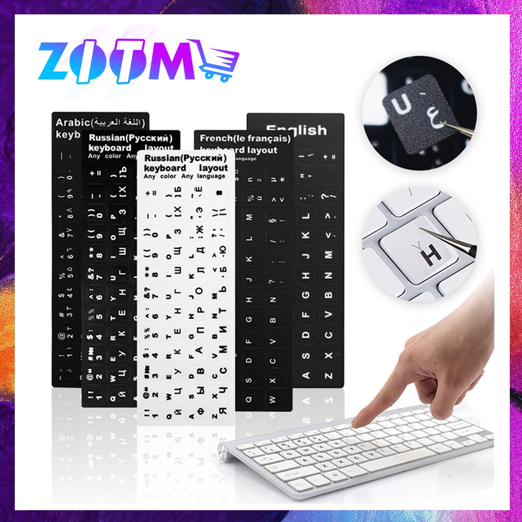 thumbnail image 2 of Black On White Hebrew English Keyboard Stickers – For Laptop Or PC (Fast Shipping) 2 of 6