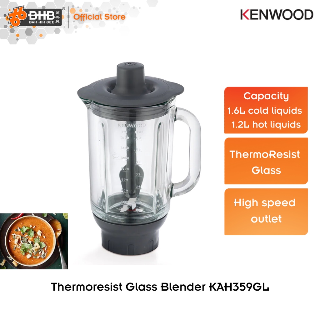 Ombord Subjektiv dekorere Kenwood KAH359GL ThermoResist Glass Blender 1.6L (Kitchen Machine  Attachment) - Replaces KAH358GL | Shopee Malaysia