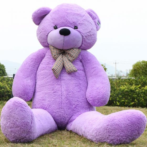 Big purple shop teddy bear