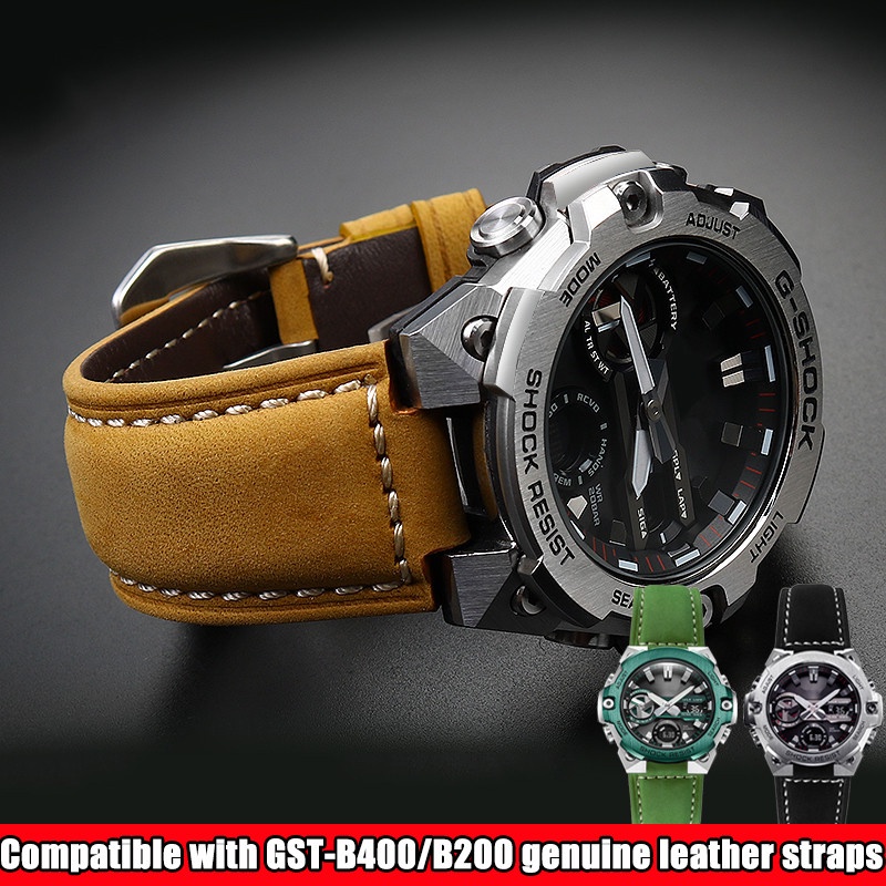 Genuine Leather Watch Strap for Casio G SHOCK GST B400 GST B200 Series Men Retro Frosted Cowhide Wrist Band Bracelet Accessories