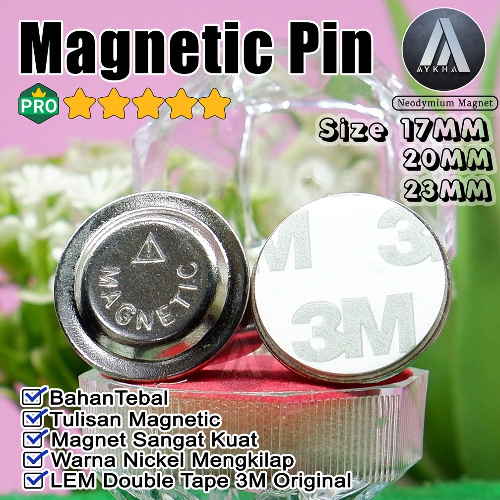 Magnet Nama Dada Pin Bros Name Tag Wing Badge Round Glue Double Tape 3M ...