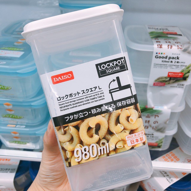 Daiso Storage Box Food Storage Box Lock Pot Container with pop up lid ...