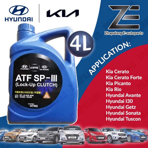 Hyundai/ Kia SP3 Lock-Up Clutch ATF Gear Oil 4L KIA Forte, Rio, Hyundai ...