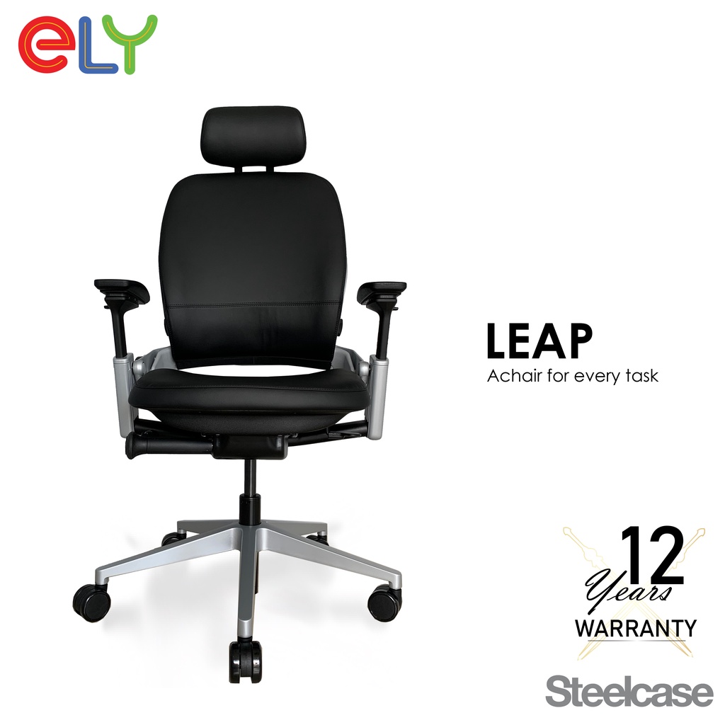ELY Steelcase Leap High Back Leather / Office chair / Ergonomic Chair