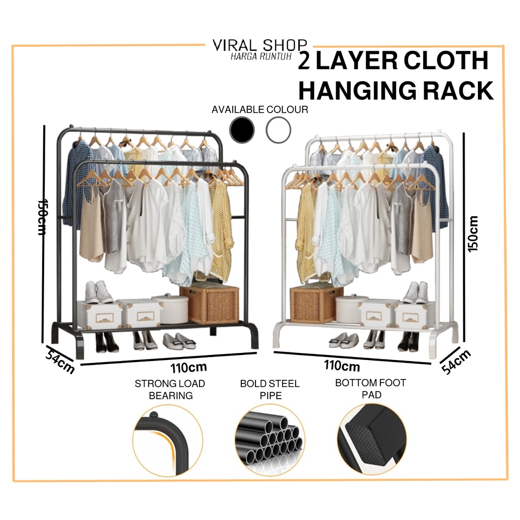 Double Pole Strong Steel Structure Laundry Rack Cloth Organizer Cloth ...