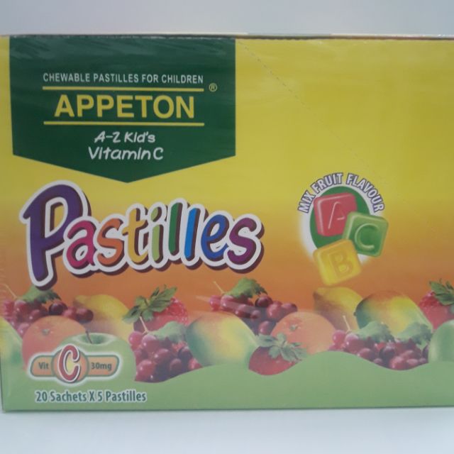 APPETON A-Z KIDS VITAMIN C 30MG PASTILLES (20 SACHETS X 5 PASTILLES ...