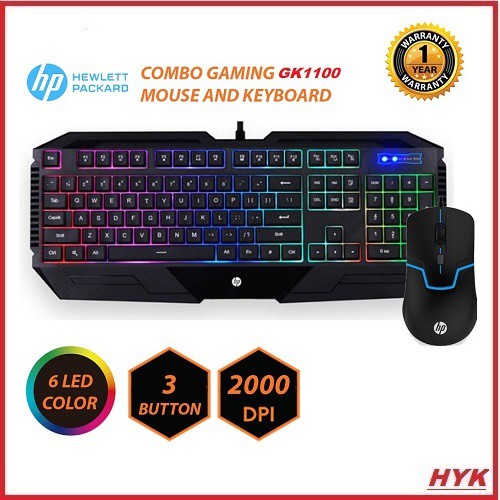 HP GK1100 Gaming Gear Combo Keyboard + Mouse 6 Color LED Back Light Shopee Malaysia