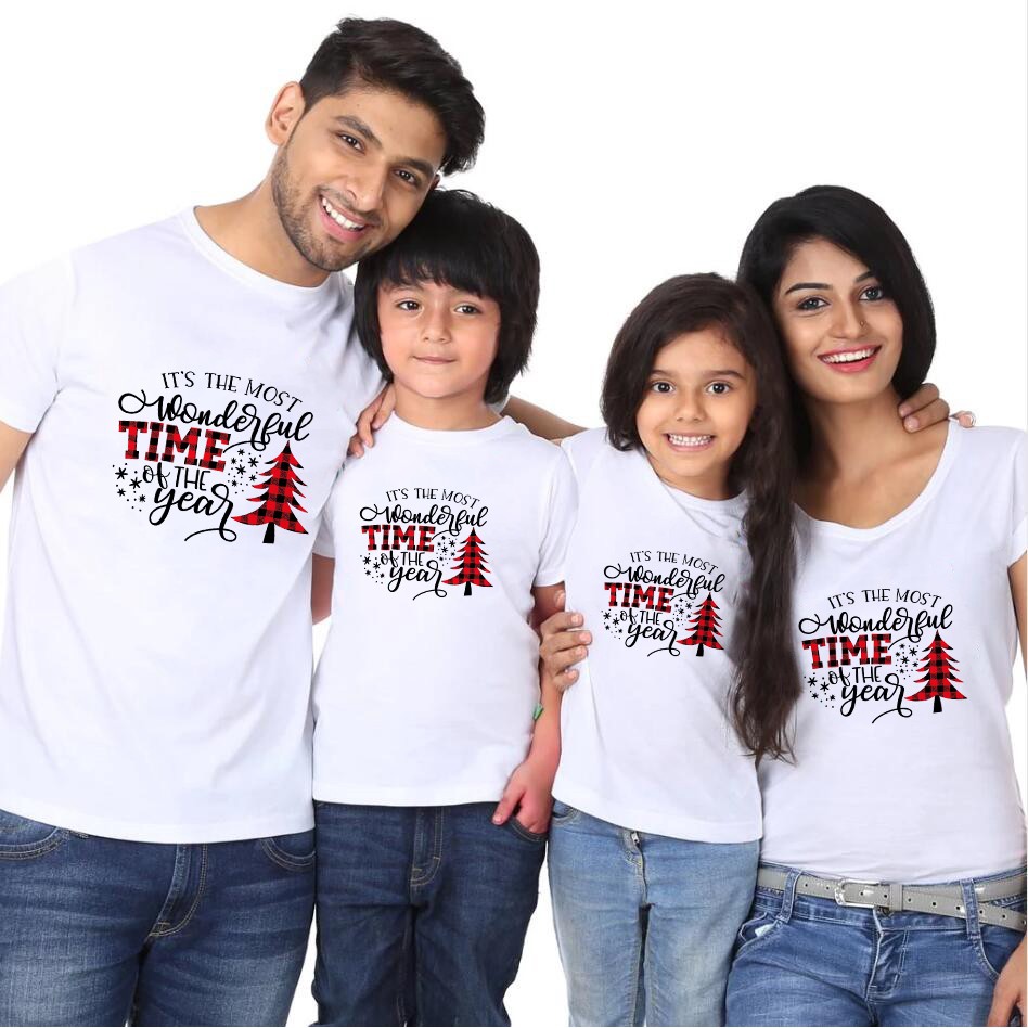 Merry Christmas Mommy Dad and Children Tshirt Christmas Party Clothes ...