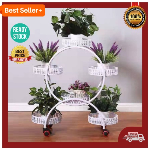 Ready Stock Rak bunga Flower Stand besi bertingkat warna putih / Anti ...